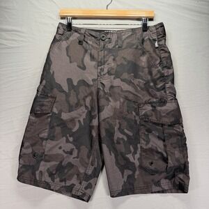 No Fear Board Shorts Mens 30 Black Camo Swim Trunks Pockets Unlined